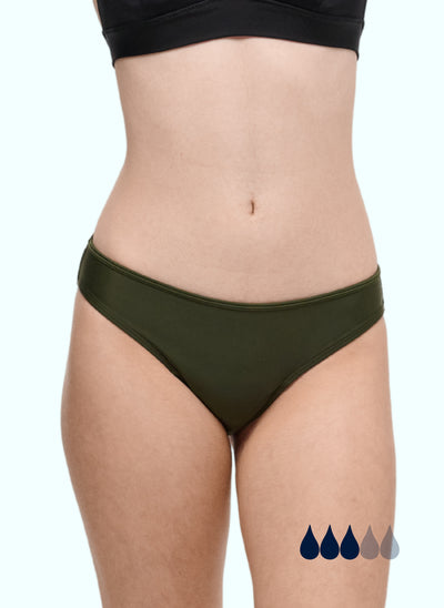 bas de maillot de bain menstruel ado vert kaki face