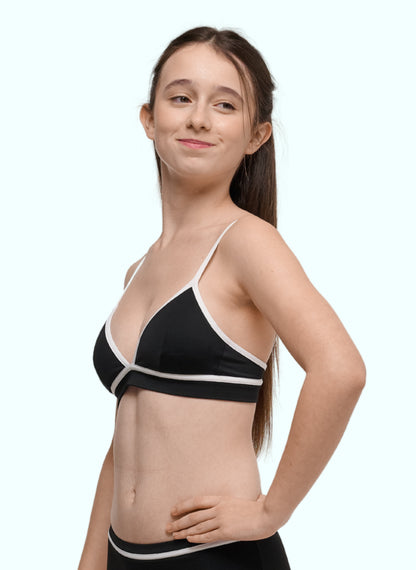 haut de maillot de bain ava ado noir et blanc